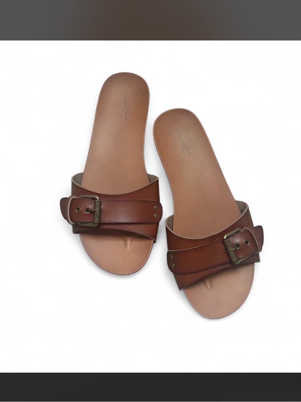 Boho Brown Slide Sandals with Buckle Detail